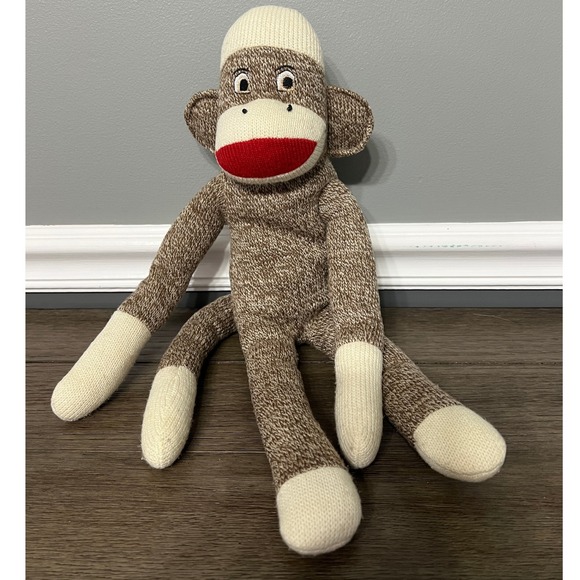Classic Sock Monkey Plush Stuffed Animal Toy Brown and Cream - Picture 1 of 6